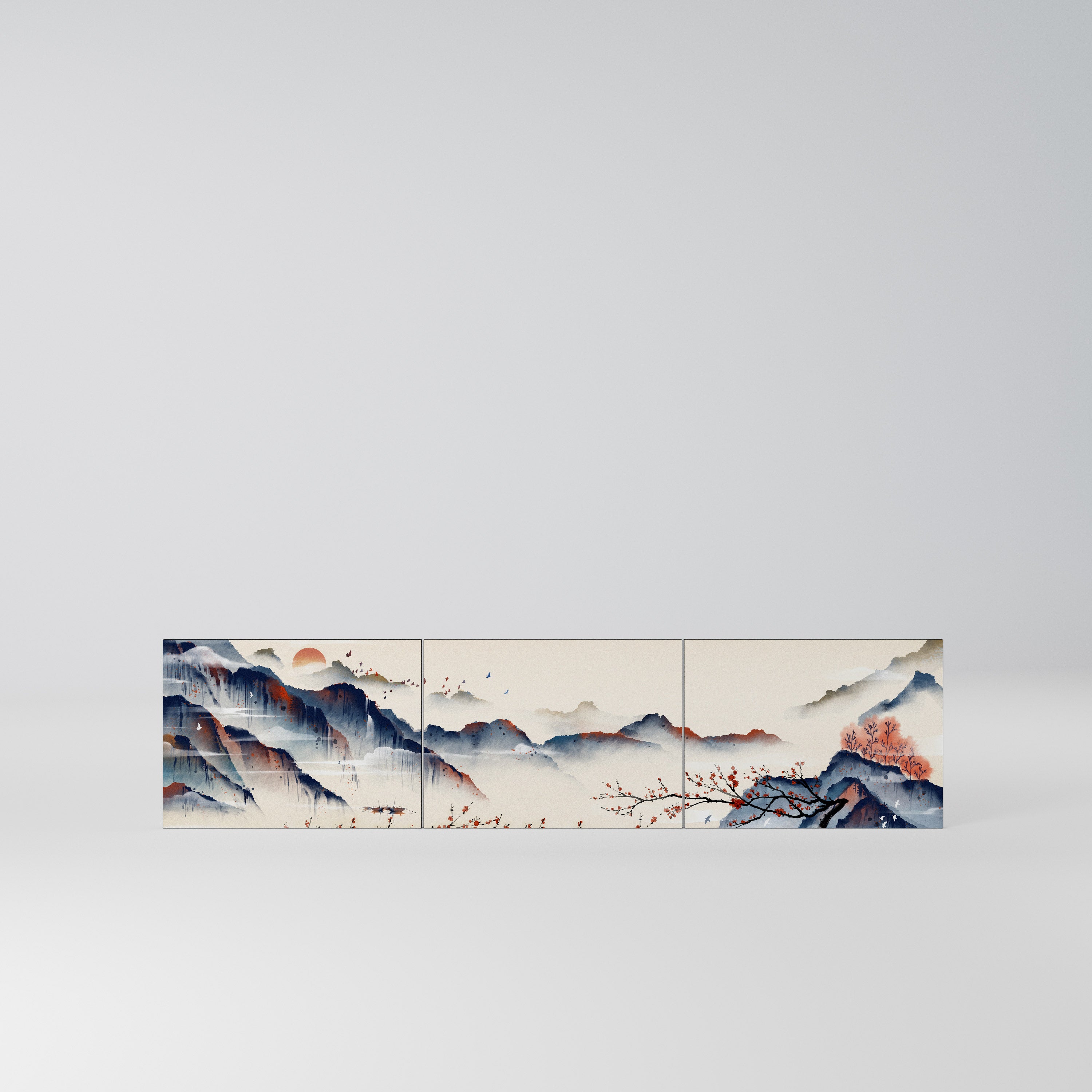 JAPANESE LANDSCAPE Komplet 3 frontów do szafki RTV 3-drzwiowej