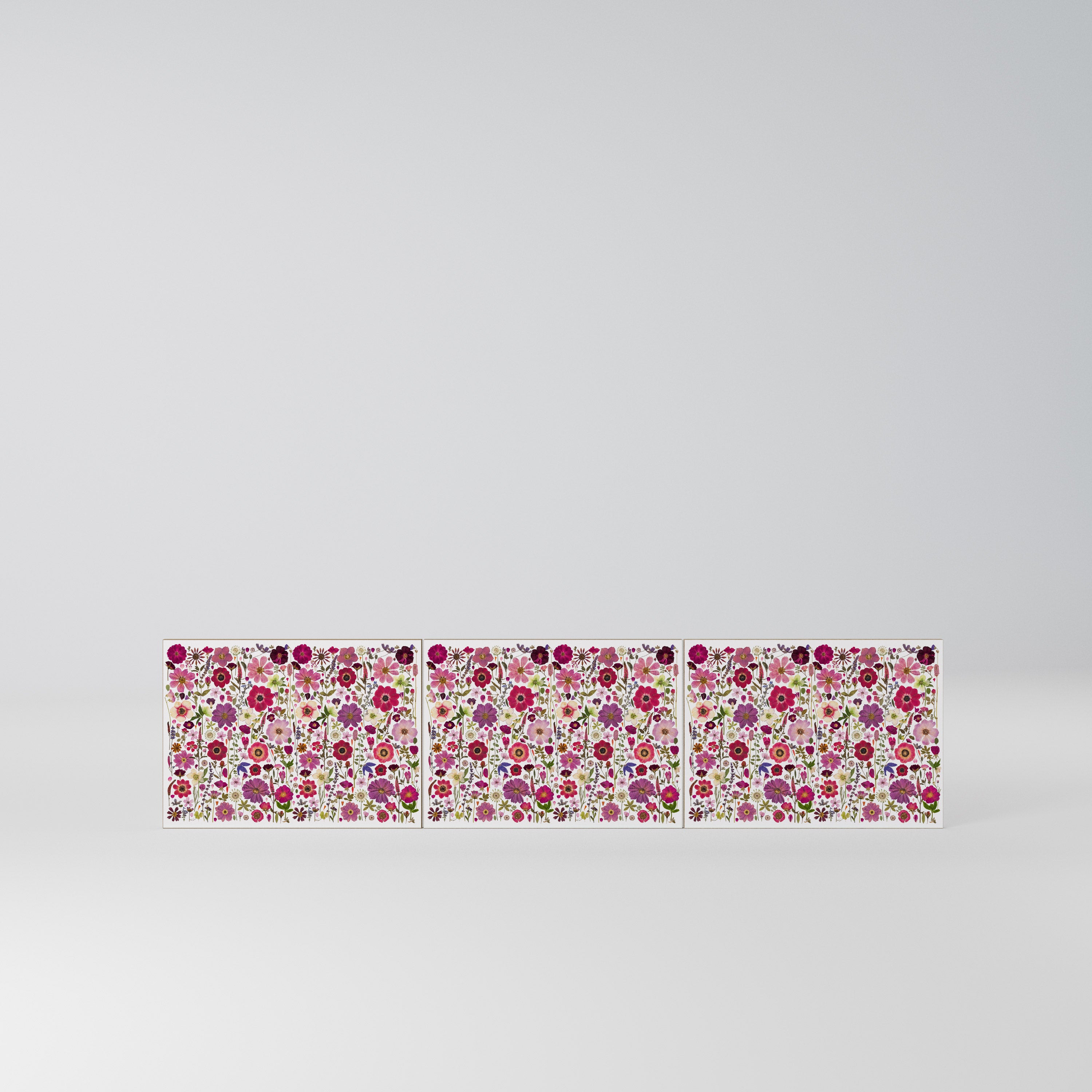 PETAL GARDEN Komplet 3 frontów do szafki RTV 3-drzwiowej