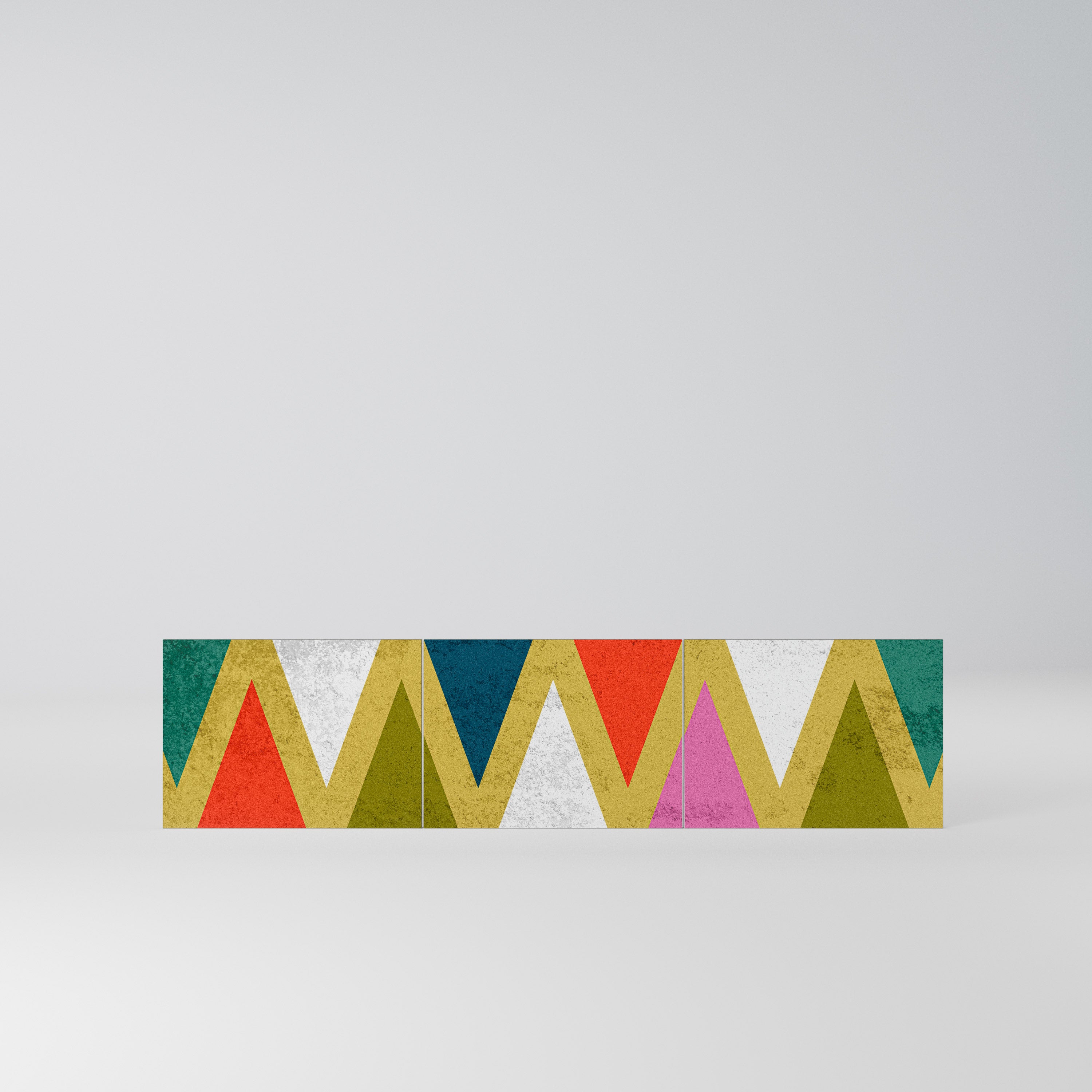 COLORFUL TRIANGLES Komplet 3 frontów do szafki RTV 3-drzwiowej