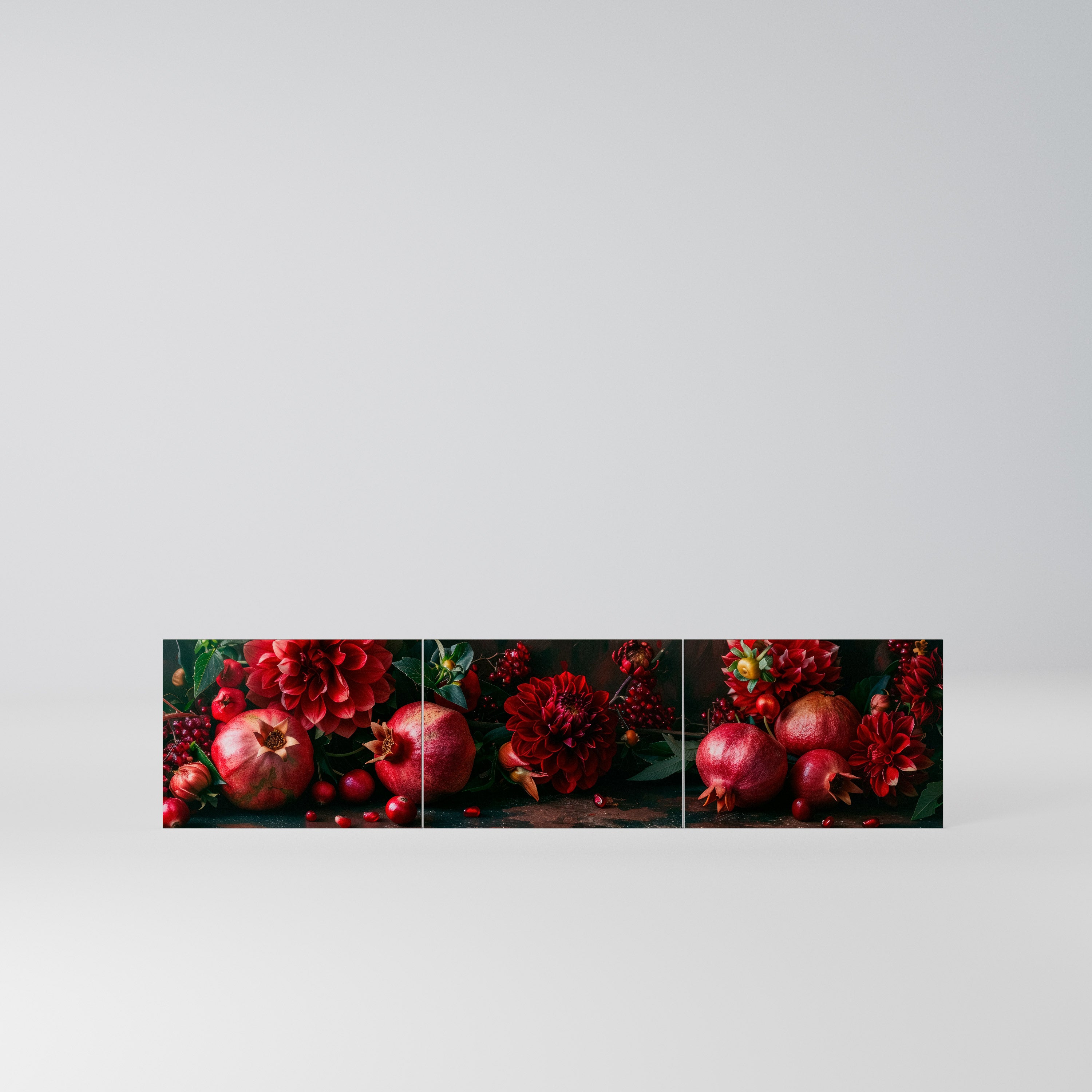 DAHLIAS AND POMEGRANATES Komplet 3 frontów do szafki RTV 3-drzwiowej