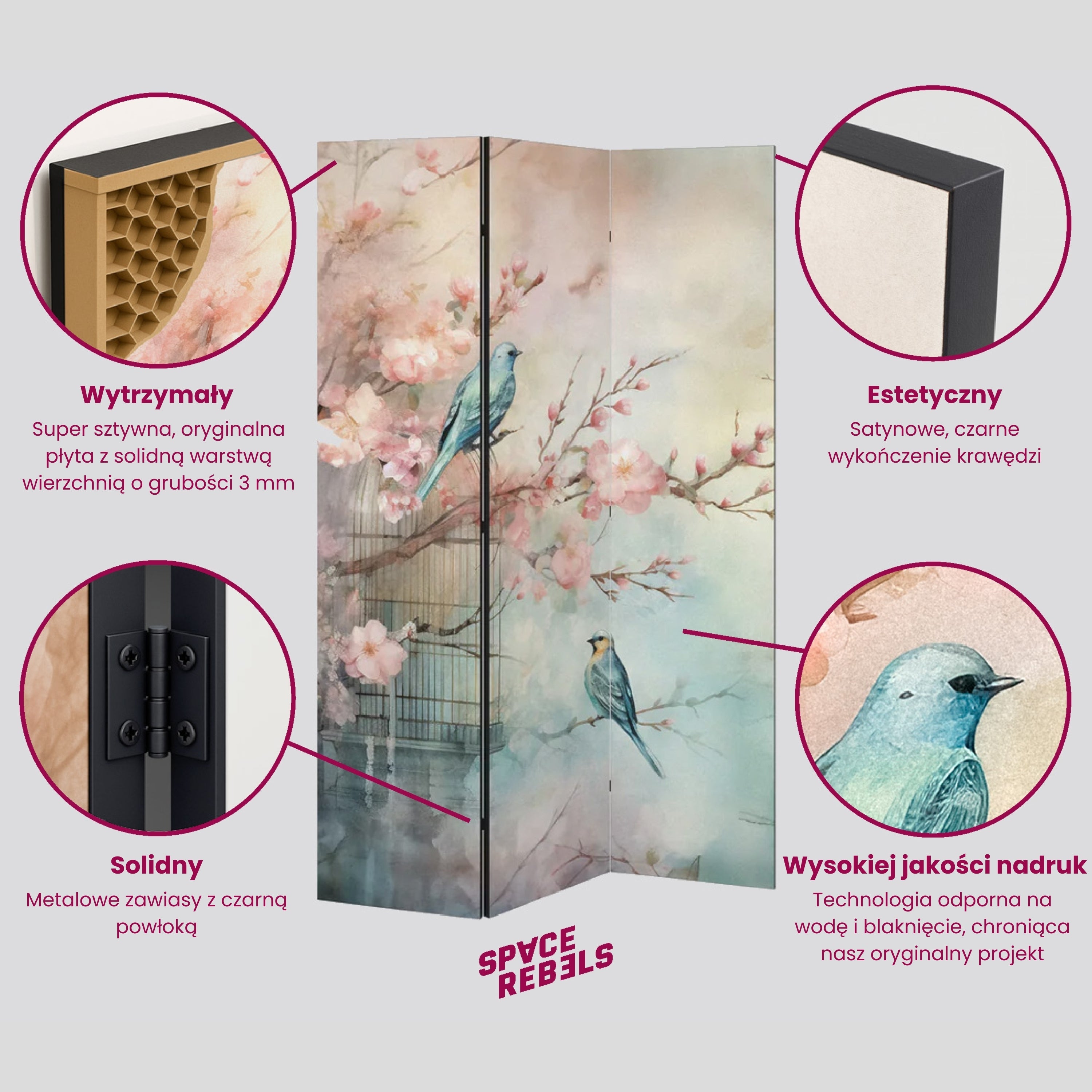 BLOOMING ELEGANCE Dekoracyjny parawan 6-skrzydłowy